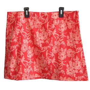 RipSkirt Hawaii Skirt L Red Pink Floral 16.5 In Length 1 Wrap Key Pocket Resort